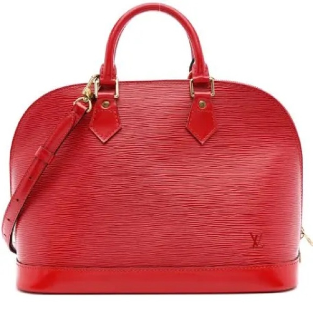 ♥️ Louis Vuitton Alma Eli Leather Red -Authentic padlock and key #317 🎁